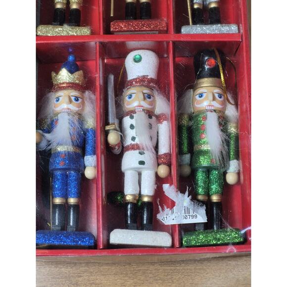 Home Accents Holiday 5 Inch Wooden Christmas Nutcracker Ornaments, 6 Pieces NIP - Picture 3 of 7